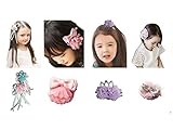 BIANHUAN ヘアピン こども お花 リボン フラワー 5点セット ヘアアクセサリー キッズ 子供 髪飾り 女の子 可愛い 髪留め かわいい 誕生日 結婚式 お宮参り (B)