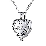 Beydodo Urns for Human灰for Mother My Angel Womensステンレススチールネックレスwithペンダントフィリグリー