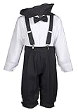Boys Toddler Knicker Set With Suspenders and帽子 – ヴィンテージグレーストライプ カラー: グレー
