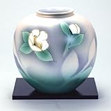 【九谷焼】 6号花瓶 いぶし山茶花 花瓶、花台、トムソン化粧箱入り
