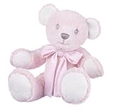 Suki Baby Hug-a-Boo Super Soft Plush Bear with Striped Cotton Bow (Jumbo, Pink) by Suki Baby