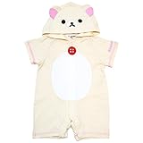 【本体綿100％】2016年 夏物 リラックマ・コリラックマ 天竺 半袖着ぐるみ フィットオール カバーオール Rilakkuma Korilakkuma コリラックマ-アイボリー◇90cm