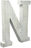 Adeco木製吊り壁文字「N」 – ホワイト装飾壁のリビングルームの文字、ベビー名前とベッドルーム飾り、ホワイトウォッシュ