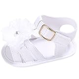 女の子可愛い花付きサンダル　ガールズフラワーモチーフシューズ　赤ちゃん マジックテープ付き靴 　PUレザー　結婚式　誕生日プレゼント　ホワイト/白い　13cm　12-18ヶ月　夏