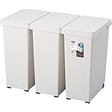 アスベル 分別 フタ付 連結できる おしゃれ キッチンジョイント 3個組 20L×3 キャスター付き ホワイト 幅63.5×奥行34.5×高さ46.5cm
