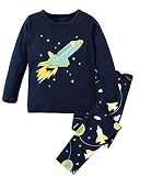Zvonimir_a 春秋冬 子供パジャマ 長袖 ルームウェア　寝巻き 宇宙船柄 上下セット