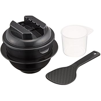 カクセー 電子レンジ専用炊飯器 備長炭入ちびくろちゃん ブラック サイズ: 約φ139×125mm