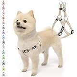 PUPTECK 犬 ハーネス 迷子札 犬 胴輪 犬用ハーネス 喉に優しいハーネス ペット用品 ドッグ はーねす 調節可能 着脱簡単 軽量 通気性 快適 負担が少ない 耐久性 引っ張り防止 安全 夜間反射 IDタグ付き 散歩 アウトドア しつけ 訓練 人気 可愛い おしゃれ 小型犬 中型犬 大型犬（反射ベージュ、Sサイズ）
