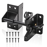 WRINGKIT セルフロックゲートラッチ カーボンスチール 高耐久 ポストマウント 5.5インチ ドアセキュリティラッチ 自動重力ゲートラッチ 木製フェンス、小屋、庭、庭用