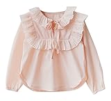 Plus Nao(プラスナオ) 長袖ブラウス フリルブラウス プリーツブラウス プルオーバー トップス 子供服 女の子 女児 キッズ 小学生 春秋 リボ ピンク 100
