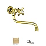 Rohl A1444XMIB-2 Country Kitchen Wall Mounted Pot Filler Faucet with Metal Cross H, Inca Brass [並行輸入