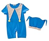 StylesILove乳児幼児Circus Clown Pompomユニセックス赤ちゃん写真小道具ロンパースと帽子2ピース カラー: ブルー