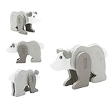 POTOJP 木製パズル 小さな立体パズ 立体の木製組立キット　 ホッキョクグマ (19種類動物展開)　 Mini 3D Puzzle Kids Educational Funny Toy　積み木　木