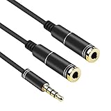 Keepjoy 音楽シェア オーディオ分配ケーブル BEBONCOOL 3.5mm 音声出力分岐 ケーブル オス-メス×2 二股 2分配ケーブル ステレオ ミニ プラグ ケーブル (ブラック)