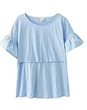 Sta.ANA(サンタ・アナ)レディース マタニティ 授乳服 半袖 Ｔシャツ カットソー 無地 袖フレア 大きめ 4色 M L XL 3サイズ (L, ライトブルー)