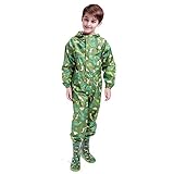 Kayla秦Kids Girls Boys Outdoors Rainsuits 1pcs漫画フード付き防水フリース裏地ジャケットパンツ2 – 11年 US サイズ: M カラー: グリーン
