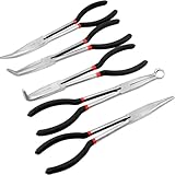 Nisorpa 5個 ラジオペンチ プライヤーセット 280mm エクストラロング ノーズプライヤーセット ノーズプライヤー メカニック機器 ハンドツール ストレート 先曲がり 25度 45度 90度 0度