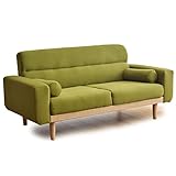 タンスのゲン ソファ 2人掛け コンセント付き ボンネルコイル ファブリック 北欧 布地 グリーン 23570020 GN