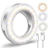 自撮りライト Axyla 自撮りLEDリングライト 自撮り補助ライト スマホライト 撮影用ライト 3色無段階調光モード 高輝度照明 USB充