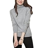 LM Cashmere 婦人服100%カシミヤセーター、冬保温できる長袖、体にふさわしいセーター (S, ライトグレー)