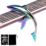 KASELIN ワンタッチ 鮫形 ピック ギターカポタスト エレキギター カポタスト ウクレレ カポ ギター カポ 高級亜鉛合金強力 に弦をホールド (カラフル)