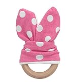 Hot Sale! Natural Teething Ring Teether Cute Baby Safety Handmade Wooden Bunny Sensory Toy [並行輸入品]