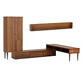 arne テレビ台 キャビネット ウォールシェルフ 完成品 日本製 配線収納 3点セット T-003/1500 T3H-cabi WallBox F-1500 ブラウン