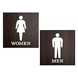 トイレ表示板 女性男性セット 屋外屋内両対応 おしゃれでかっこいい木目調のシンプルなトイレサインプレート標識 両面テープ付