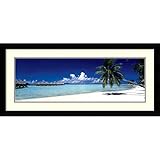 トロピカルビーチ(パネル)額入り壁アート – 42.62 W x 19.62h in。 43" X 20" ブルー DSW177465