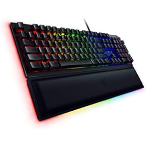 Razer Huntsman Elite：オプトメカニカルスイッチ - マルチファンクションデジタルダイヤル＆メディアキー - レザーレットレストレスト - 4面アンダーグロー - ゲーム用キーボード