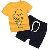 Ckupai子供服 幼児服 キッズ服 パジャマスーツ 綿 半袖Tシャツ 半ズボン上下セット アイスクリーム 2-8歳 100 cm