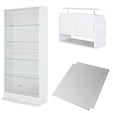 【福袋】【地球家具】コレクションラック「ワイド」新シリーズセット 幅83cm 奥行29cm 【正規品】[鍵付きコレクションケース] [耐震]（引き戸 ハイタイプ本体+上置きロータイプ+背面ミラー） ホワイト