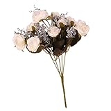 Fenteer カラフル　天然シルク　人工フラワー　装飾ブーケ　人工花　パーティー　結婚式　飾り用　全5色選ぶ - 白