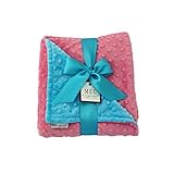 MEG Original Minky Dot Baby Girl Blanket, Paris Pink & Turquoise by MEG Original