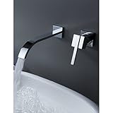 Zingcord Wall Mount Contemporary Brass Widespread Waterfall Bathroom Sink Faucet Single Handle Mixer