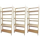 天然パイン材 ナチュラル 折りたたみ 本棚 シェルフ オープンラック ラック 4段 3台セット 幅53cm 高さ125cm おしゃれ 棚 収納 木製 木 収納棚 テキスト