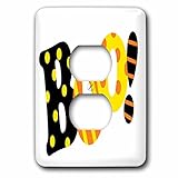 3dRose lsp_216822_6 Cute Boo Word In Stripes and Polka Dots - 2 Plug Outlet Cover [並行輸入品]