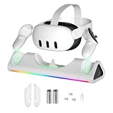 １個 For Quest 3 VRハンドル充電スタンドfor VRハンドルfor RGB光充電器付きfor VRヘルメットスタンド充電スタンド RGB ライト充電器付き ヘルメット スタンド 用充電ステーション充電スタンドベースアクセサリー