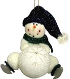 White Snowmen Ornament with Green Scarf [AR2260c] by Snowman Ornaments