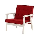 SATO セレノソファ 1人掛けクロス 布レッド 肘ホワイト