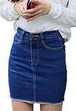 【Smile LaLa】 レディース スカート デニム ミニ丈 タイト カジュアル オールシーズン シンプル セクシー ストレッチ (XL)