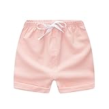 YUEGUANG 子供服 子供 ベビー ショートパンツ 短パン ビーチパンツ ウェストゴム　カジュアル　ゆったり　快適　おしゃれ ひも付き　調節可能 多色 無地 アウトドア　夏　海　運動　外出 (90