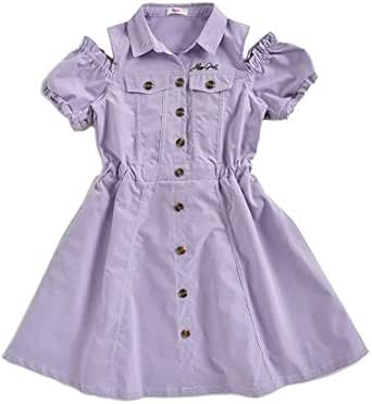 アルジー ワンピース 配色ステッチ肩あきワンピ 子供服 キッズ G Xs 135ー145cm ラベンダー Lv ワンピース チュニック 通販 Amazon