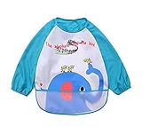 かわいい漫画防水スリーブビブベビースモックベビービブズ象、0~3歳