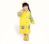 (ヘラサ)Herasa　レインコート　子供　カッパ　可愛い動物　女の子　男の子　ランドセル対応　ふかふかのバイザー付き　小学生 (S, 黄色２)