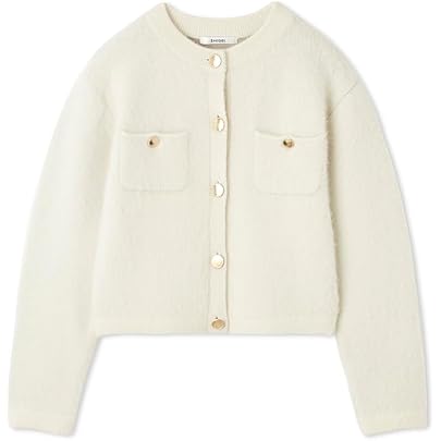 アイボリー クロップドニットカーディガン Amazon | [フレイ アイディー] リンクスクロップドニットカーディガン