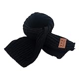 Goenn 編みマフラー キッズ子供用 女の子 男の子 秋冬防寒 大判 しもやけ 対策 厚手 誕生日 お祝い プレゼント 公園 お出かけ お散歩 (ブラック)