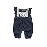 新生児 ロンパース 赤ちゃんレース仿ジーンズ连体 ベビー服 (0-24M,ブル) (70)