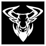 獰猛なバッファローヘッドの車用ステッカー 個性的な車体・窓・バンパー・バイク用トリム・ビニール・デカール・アクセサリー(White,20x17cm)