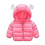 Chilieベビージャケット暖かい厚手コットンPuffer Cartoon耳アクティブショート冬アウターパーカーコート幼児用、幼児用のBoys Girls ピンク